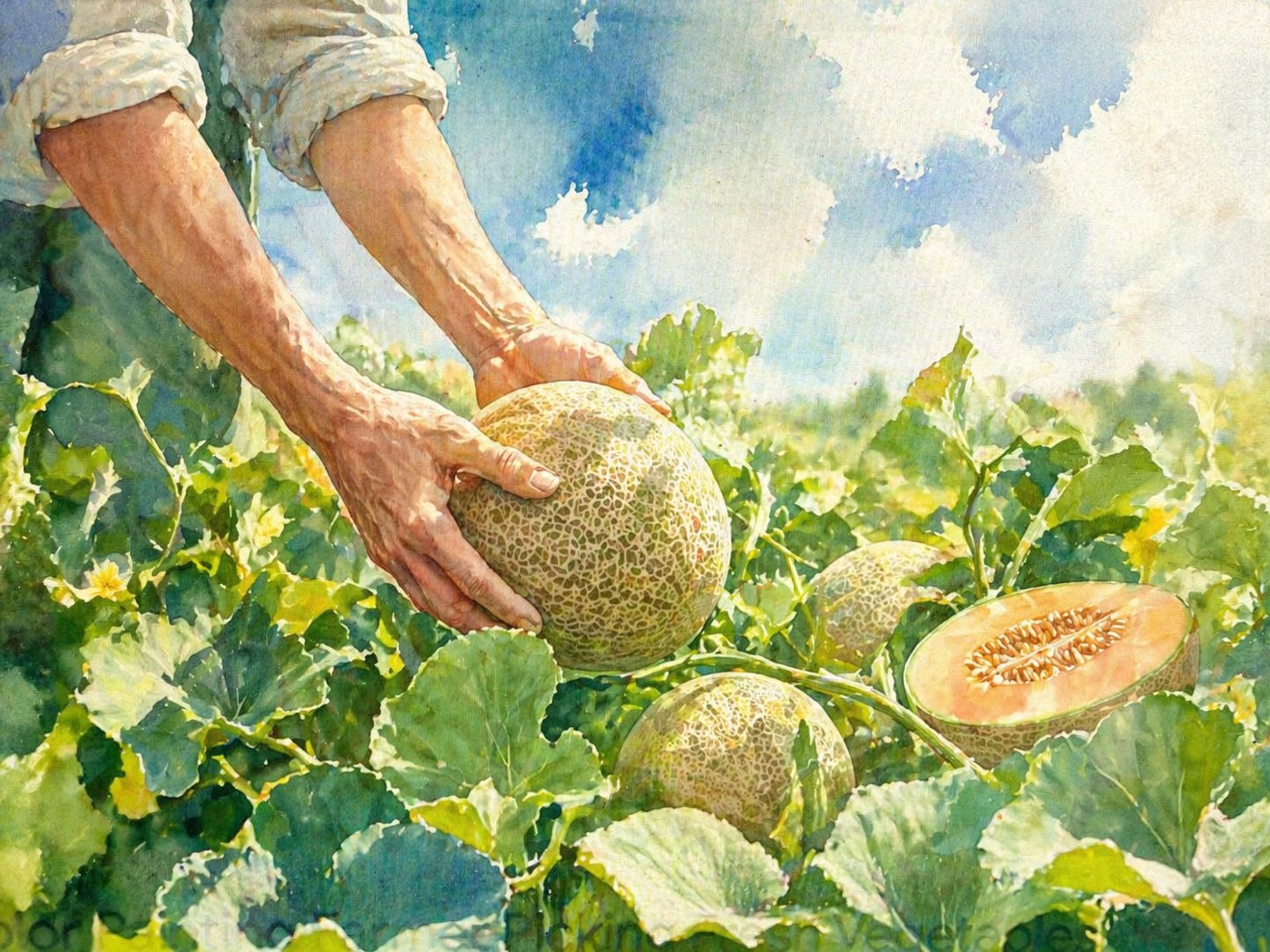 Our story — farmer harvesting melons